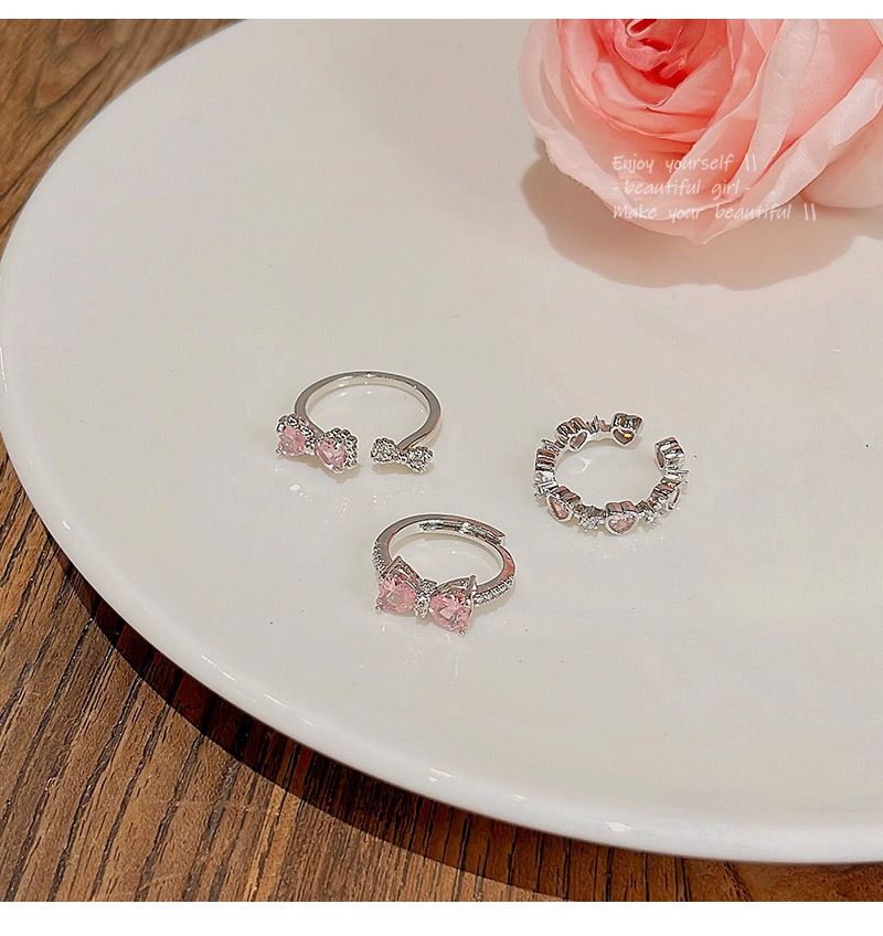 KIMOJ新款戒指甜美精致粉色锆石蝴蝶戒指开口可调节食指戒韩国轻奢小众指环详情6