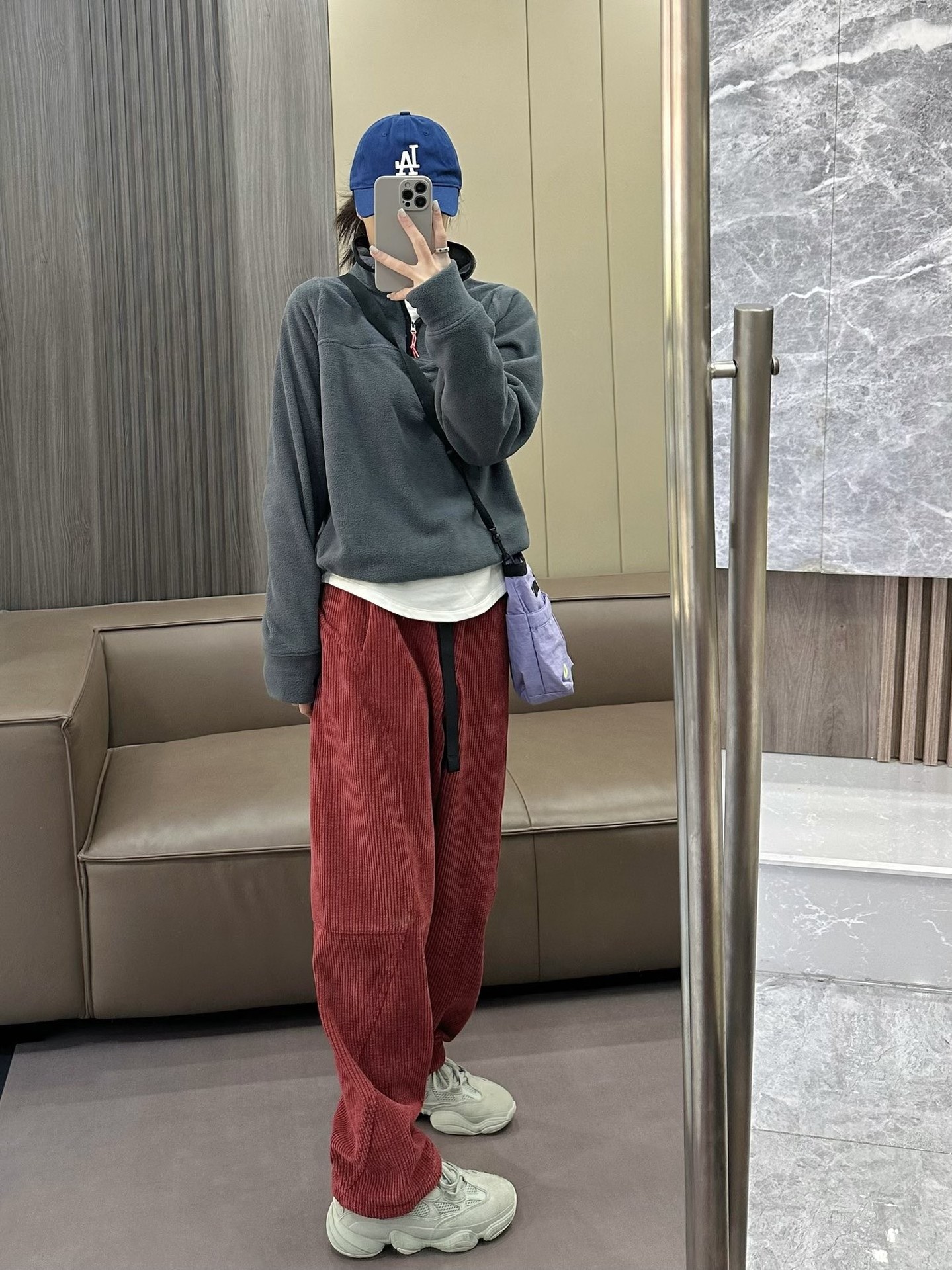 素然同款灯芯绒加绒女士宽松休闲裤素家同款高品质设计感小暖裤详情3