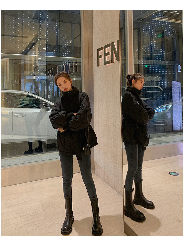 白色羽绒棉服女冬外套2022年新款轻薄收腰韩版欧货冬装短款面包服详情20