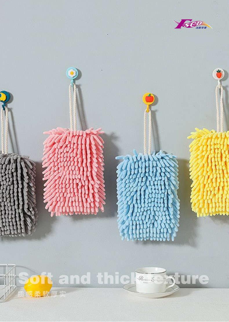 Hanging hand towels, water-absorbing and quick-drying, cute kitchen hand towels, Chenille hand towels, square hand towels, thickened hand towels pic 4