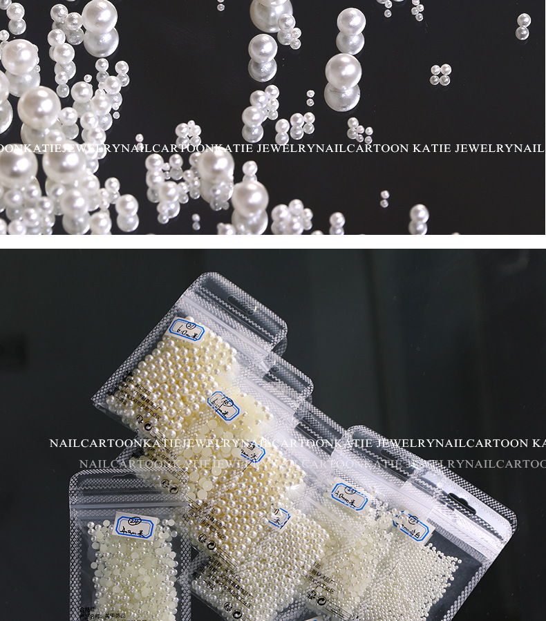 Wholesale of popular nail art pearl accessories, three-dimensional full round, semi-round, and various sizes DIY nail accessories and nail art small ornaments pic 5