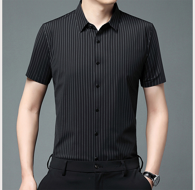 其力男装衬衫短袖男款2023夏季新款商务锦氨高弹力无痕寸衫t恤男详情23