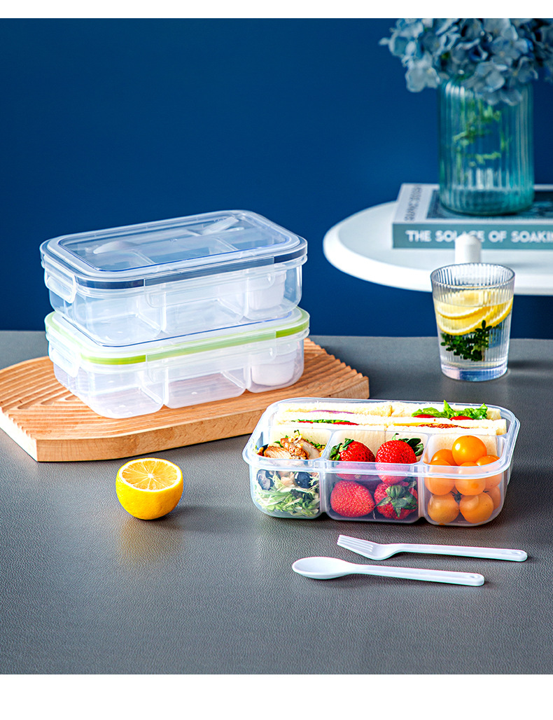 简约日式分格饭盒可微波炉加热学生餐盒保鲜盒四格便当盒水果盒详情14