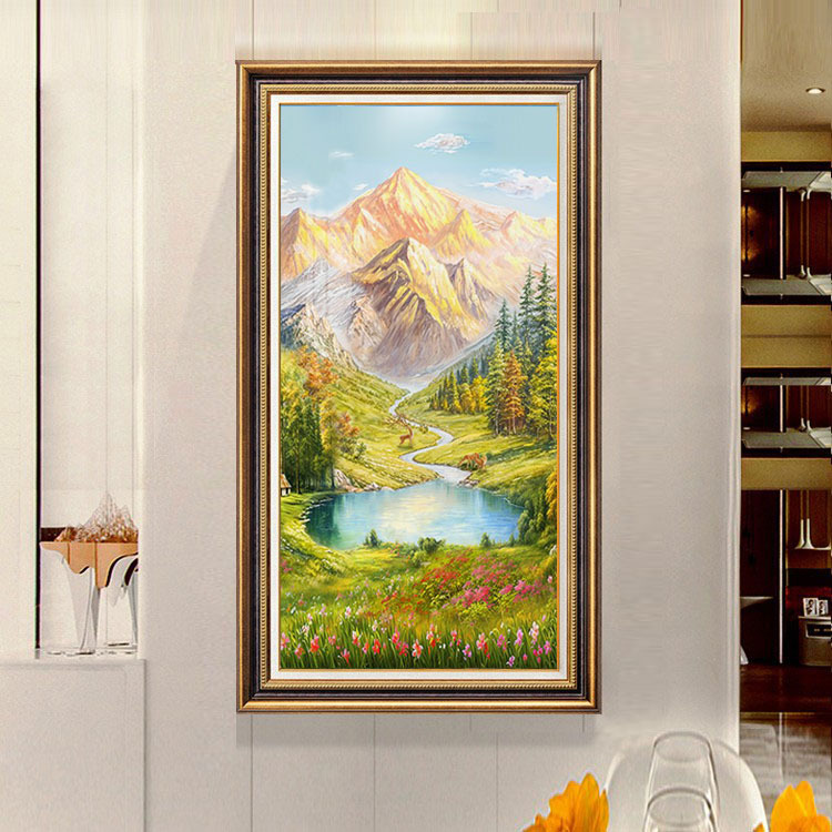 American-style entrance foyer hanging paintings, modern art, European-style vertical corridor and passageway decorative paintings, grand murals, large size pic 22