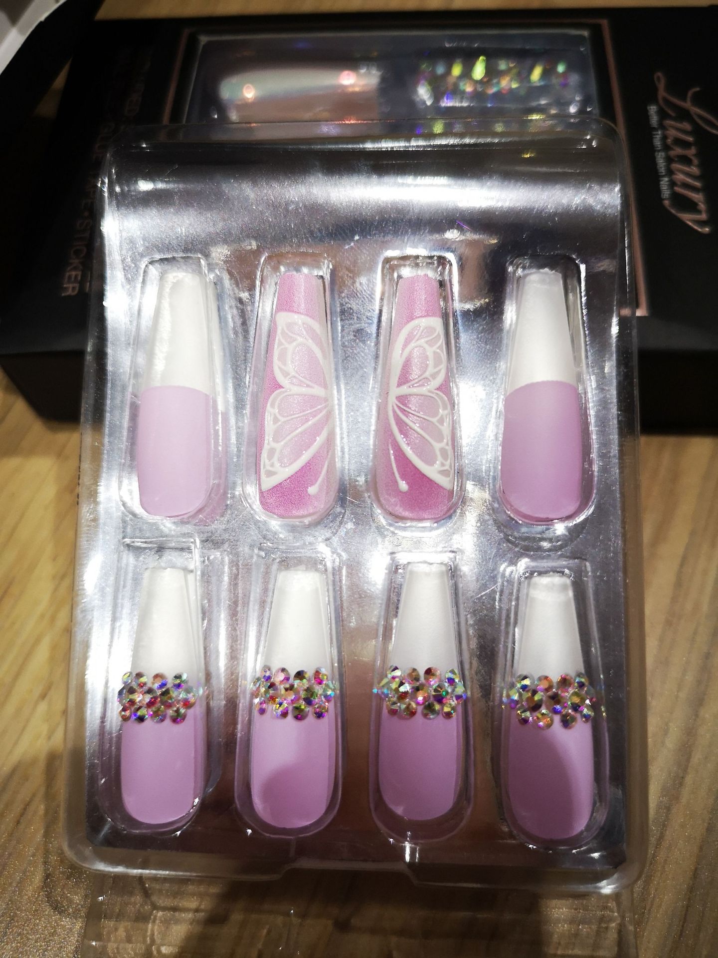 Special offer on 30 pieces of long ballet nail nail patches with diamonds pic 41
