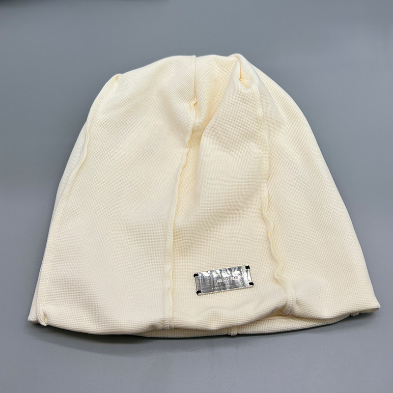 Versión coreana textura pequeña marca de hierro diseño sentido heap heap sombrero de las mujeres primavera otoño empalme gorro perezoso multicolor sombrero frío hombre pic 7