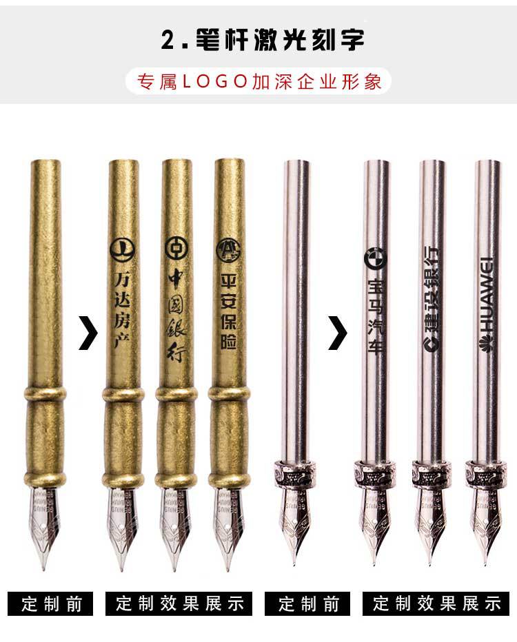 蓝孔雀机械朋克风翅膀钢笔蘸水笔墨水广告礼品笔羽毛笔套装定 制详情20