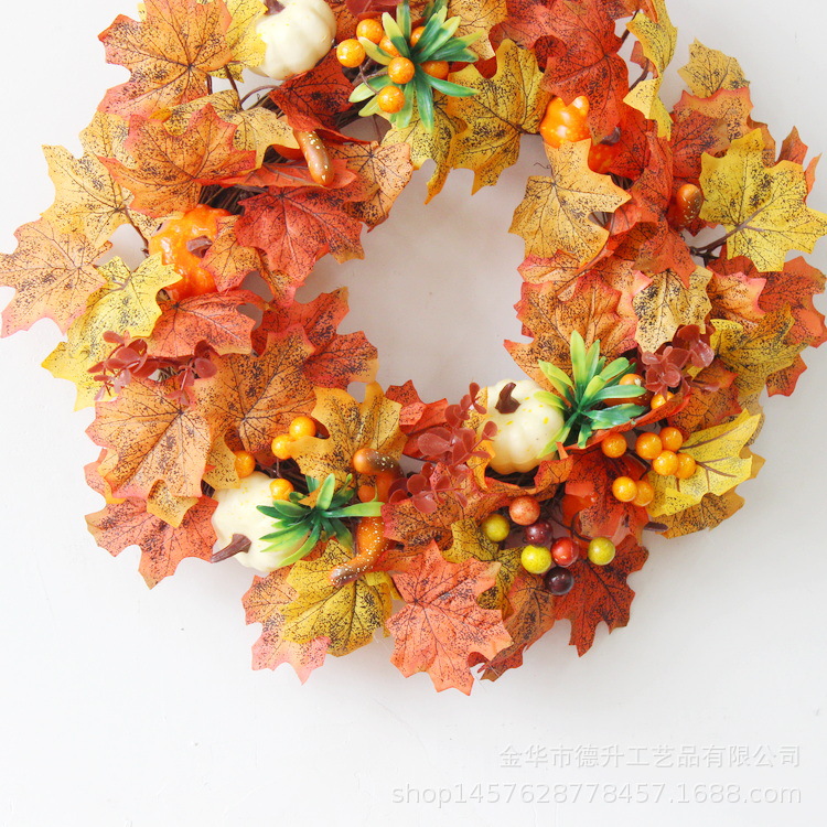 Desheng 2021 Cross-border E-commerce Amazon Autumn Color Gratitude Harvest Festival Pumpkin, Maple Leaf, Berry, Vine Ring and Wreath Decoration pic 9