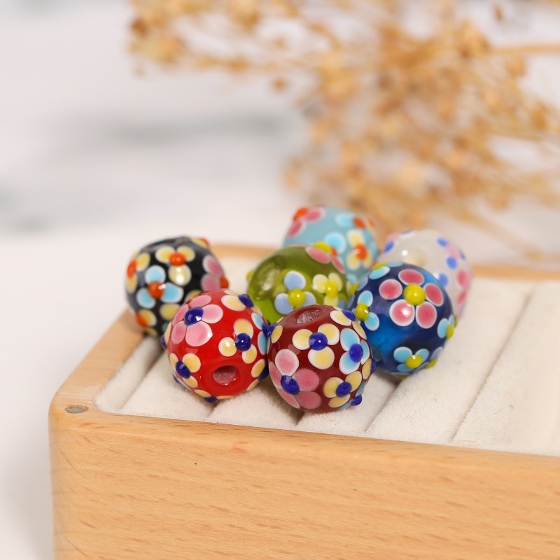 晗钰缘 日式琉璃散珠大红多花珠转珠外花玻璃珠手链diy饰品配件详情3