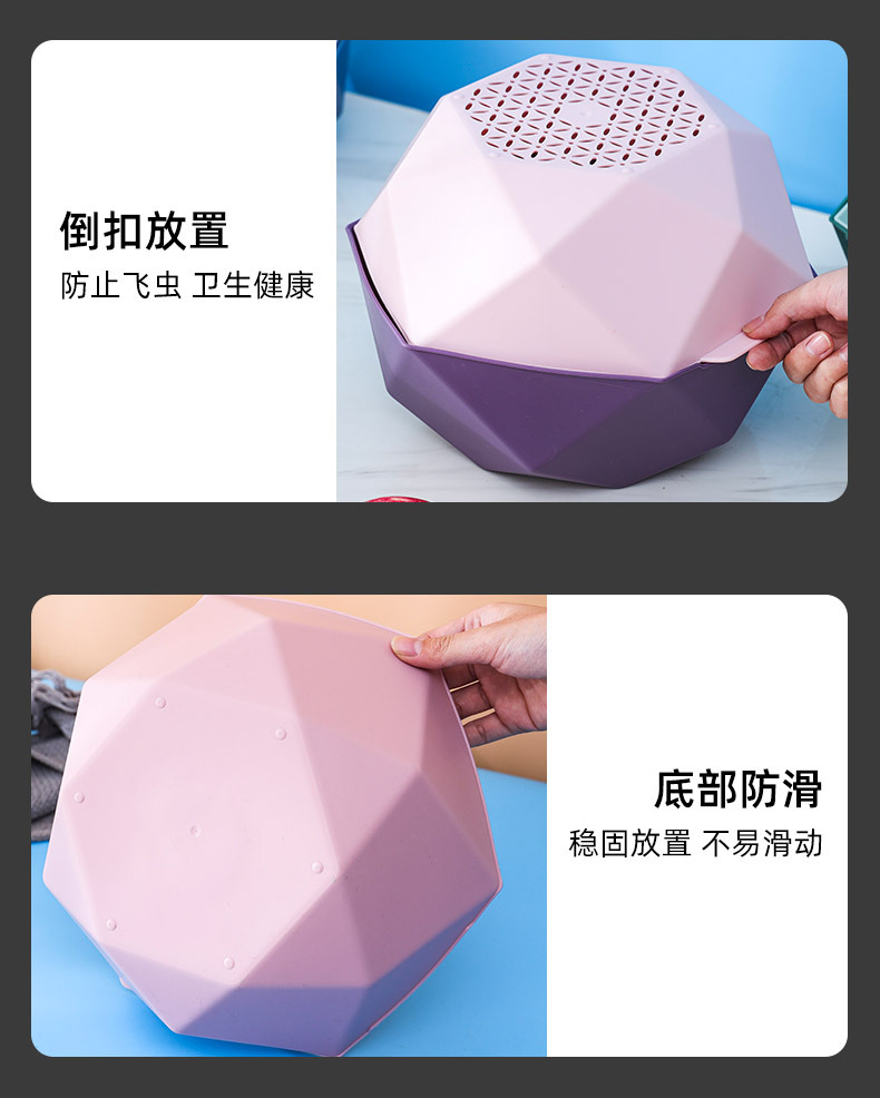 沥水篮家用滤水洗菜篮塑料多功能水果篮子厨房收纳批发双层洗菜盆详情13