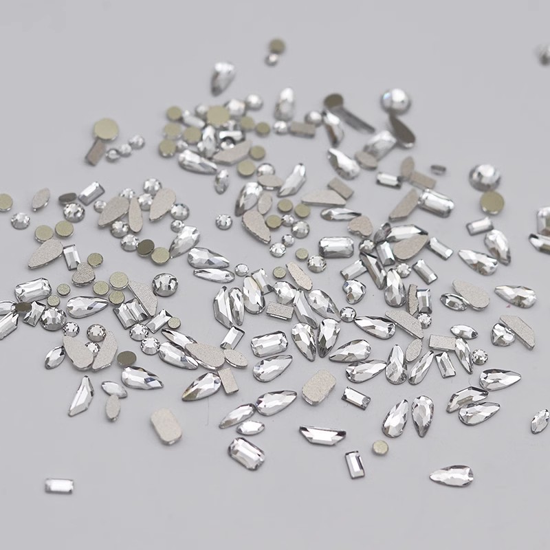 Nail art irregular-shaped diamonds, flat-bottomed non-dropping small diamond jewelry, mixed small flat-bottomed diamonds, a whole batch of dazzling nail art jewelry fragments pic 25