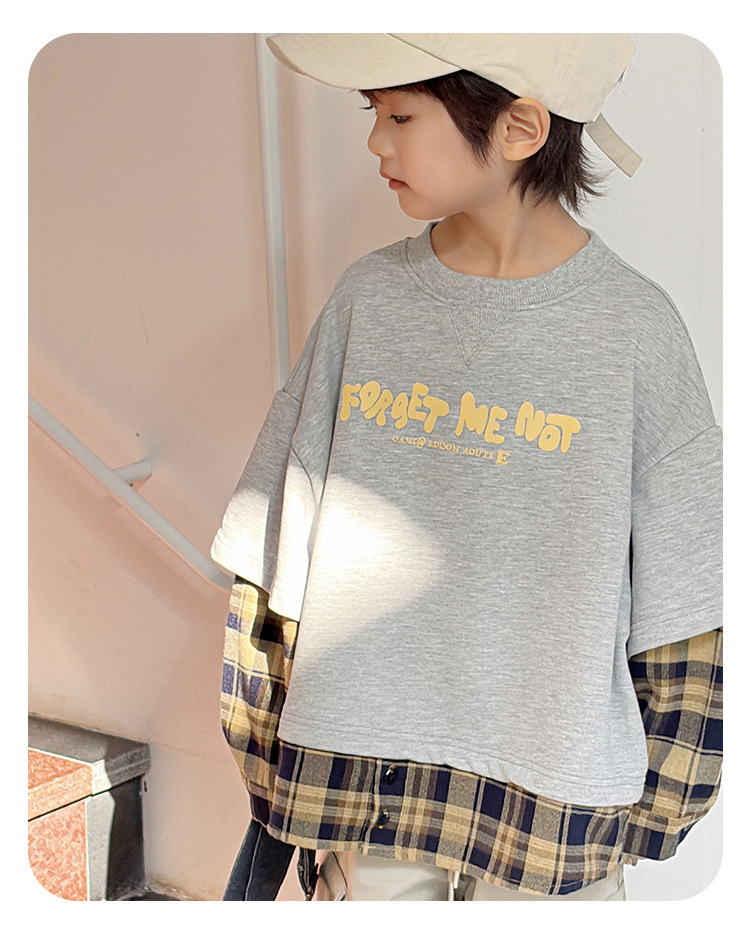 Two stylish and trendy Korean-style patchwork fake loose hoodie jackets for children and boys pic 10