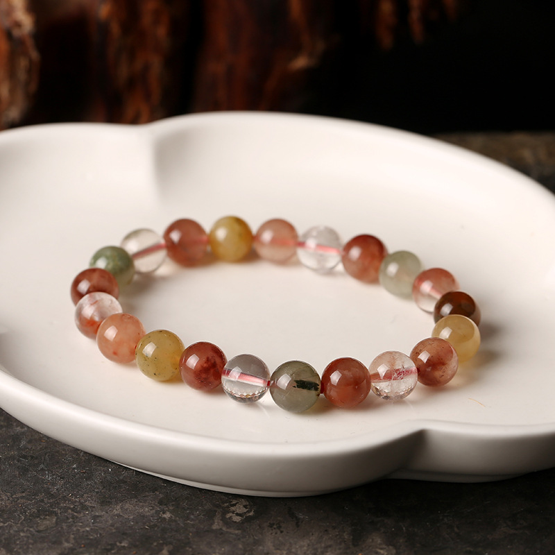 Natural color hair crystal bracelet, natural hair crystal Fu Lu Shou bracelet for men and women, single-loop bracelet, crystal jewelry pic 4