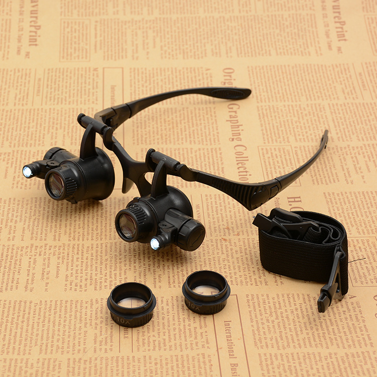 Yiwu Jinghui Factory Direct Sales 9892G1 with lamp head, eyeglass-style magnifying glass, replaceable lenses, high-definition acrylic electronic watch repair, jewelry appraisal, antiques and jade pic 5