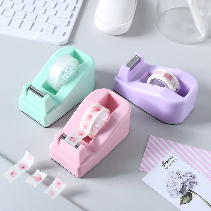 Factory direct supply of macaron-colored desktop small tape seat cross-border special color plastic office creative cutter pic 1