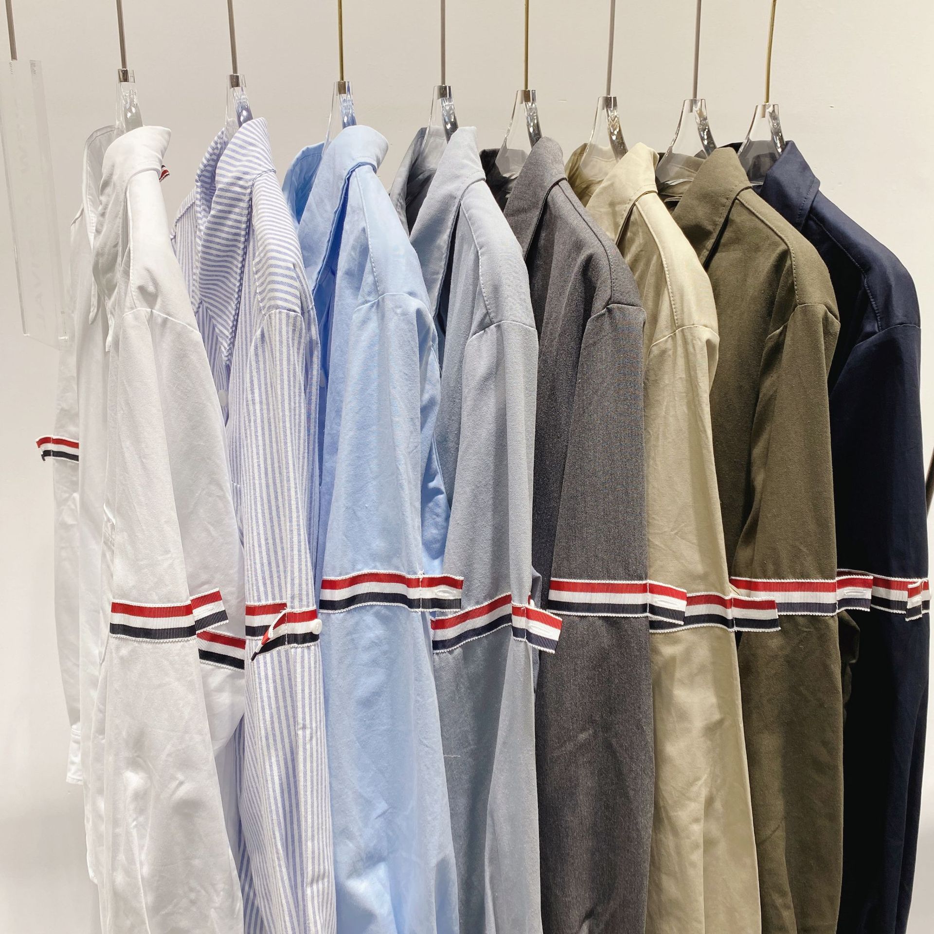 TB casual trendy brand poplin slim-fit solid white shirts for men and women, Oxford fabric shirts for women with long sleeves pic 97