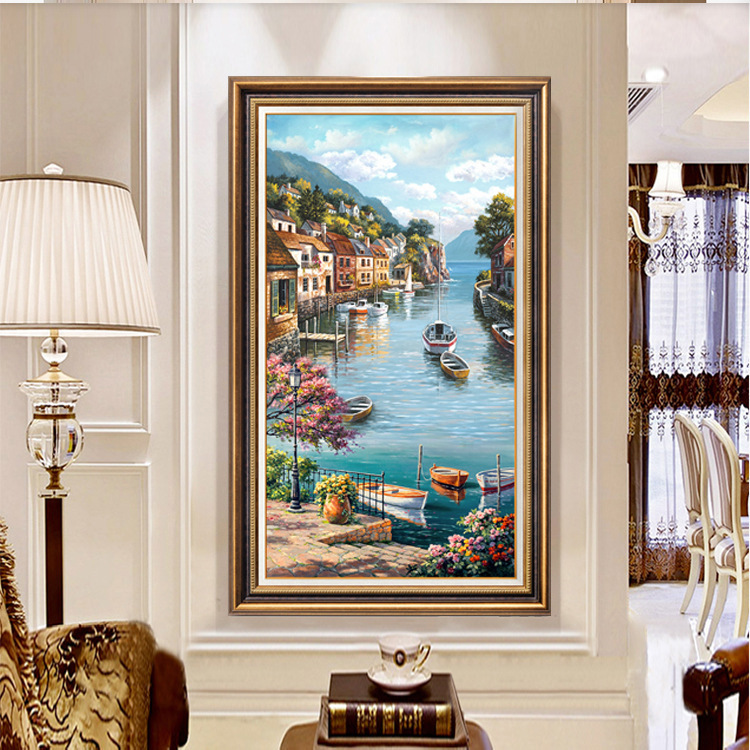American-style entrance foyer hanging paintings, modern art, European-style vertical corridor and passageway decorative paintings, grand murals, large size pic 33
