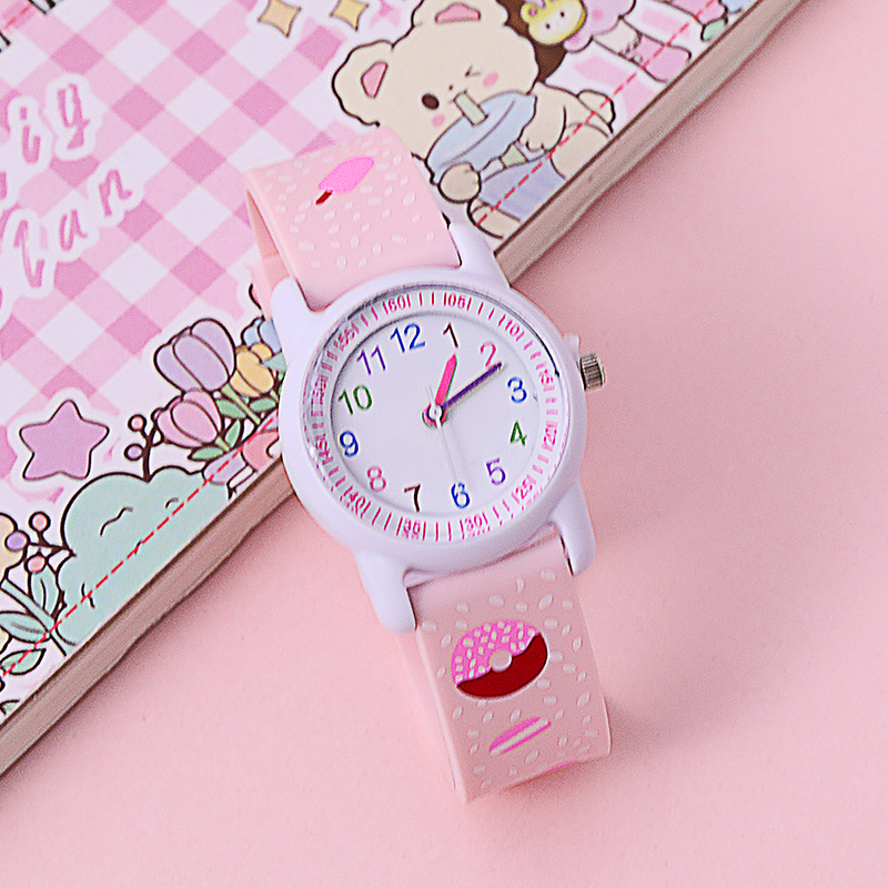 新款儿童石英表小学生可爱硅胶手表彩色卡通电子手表批发详情5