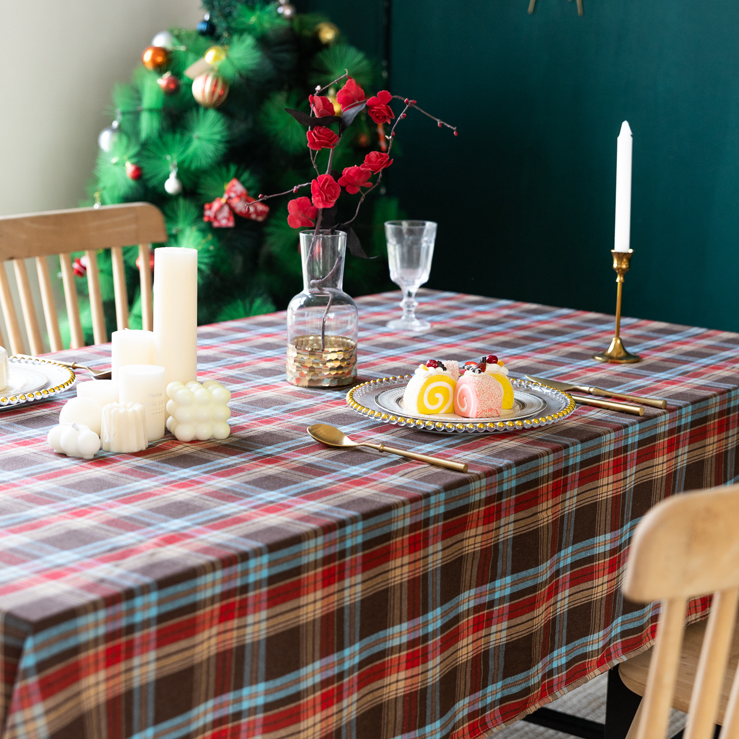 American green checkered table fabric Christmas Day Amazon rectangular atmosphere decoration tablecloth manufacturer, South Korea pic 21