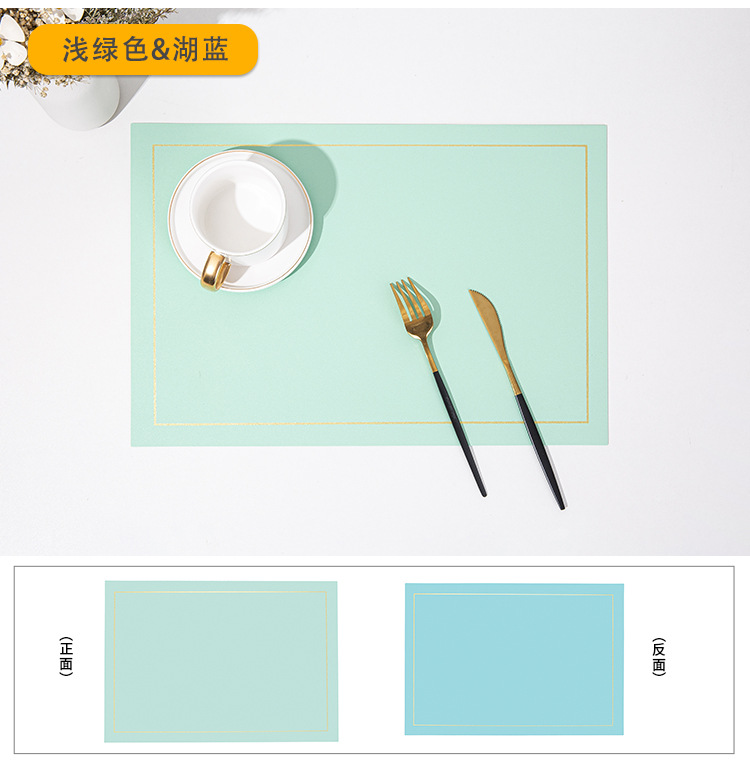 批发纯色皮革餐垫隔热垫防烫西餐桌垫双面双色餐垫防水防油餐桌垫详情19