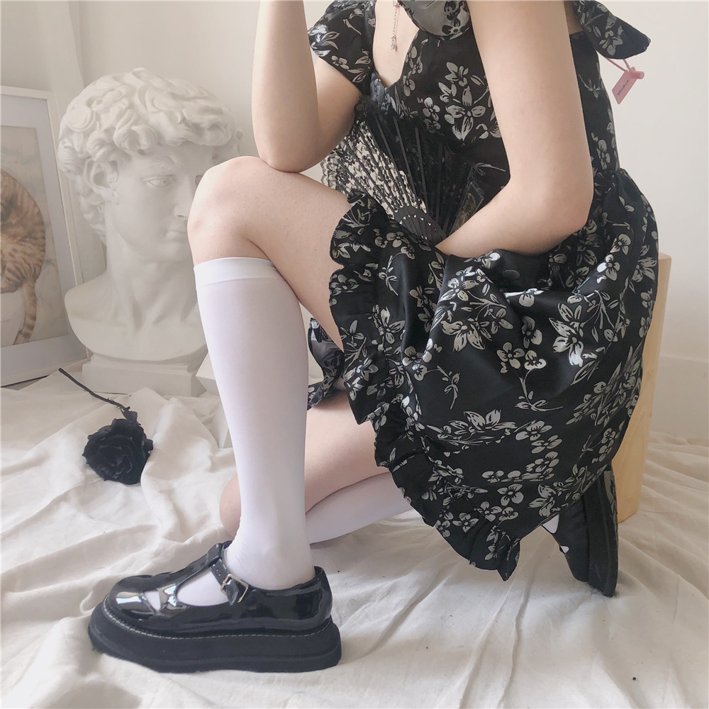 Classic and versatile jk black and white mid-calf knee-high socks that can be worn all year round, featuring non-permeable velvet calf socks pic 29