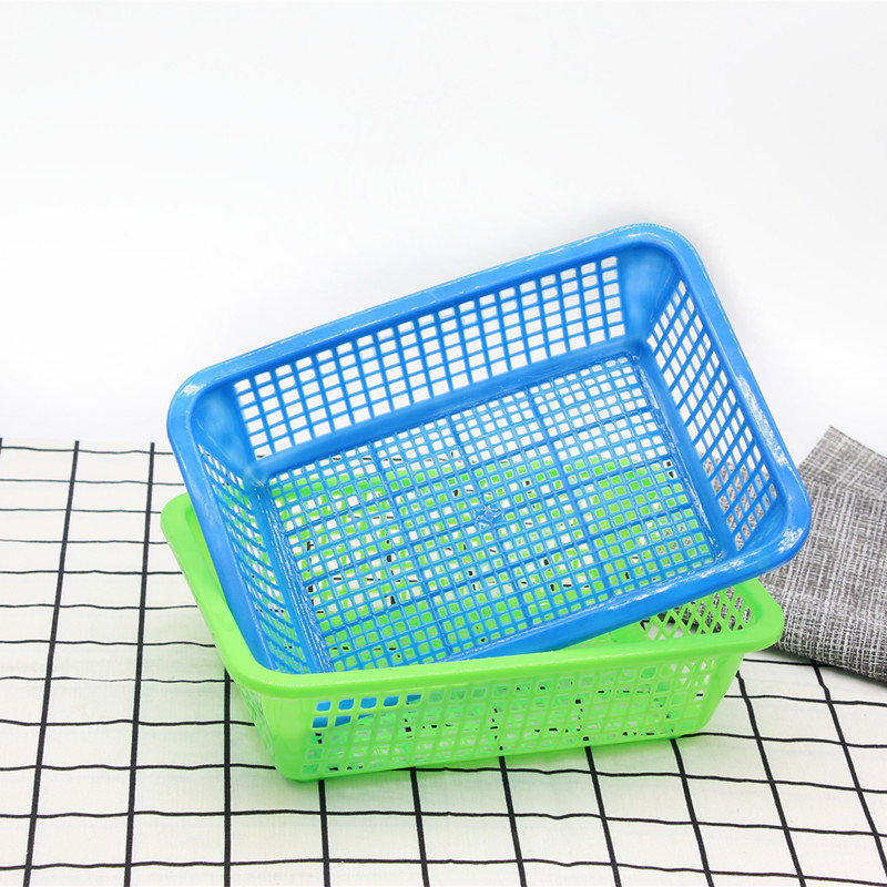 Rectangular plastic rice-washing sieve, vegetable washing and draining basket, rice-washing sieve, rice-washing machine, rice-washing basket, storage blue, one yuan and two yuan store pic 1