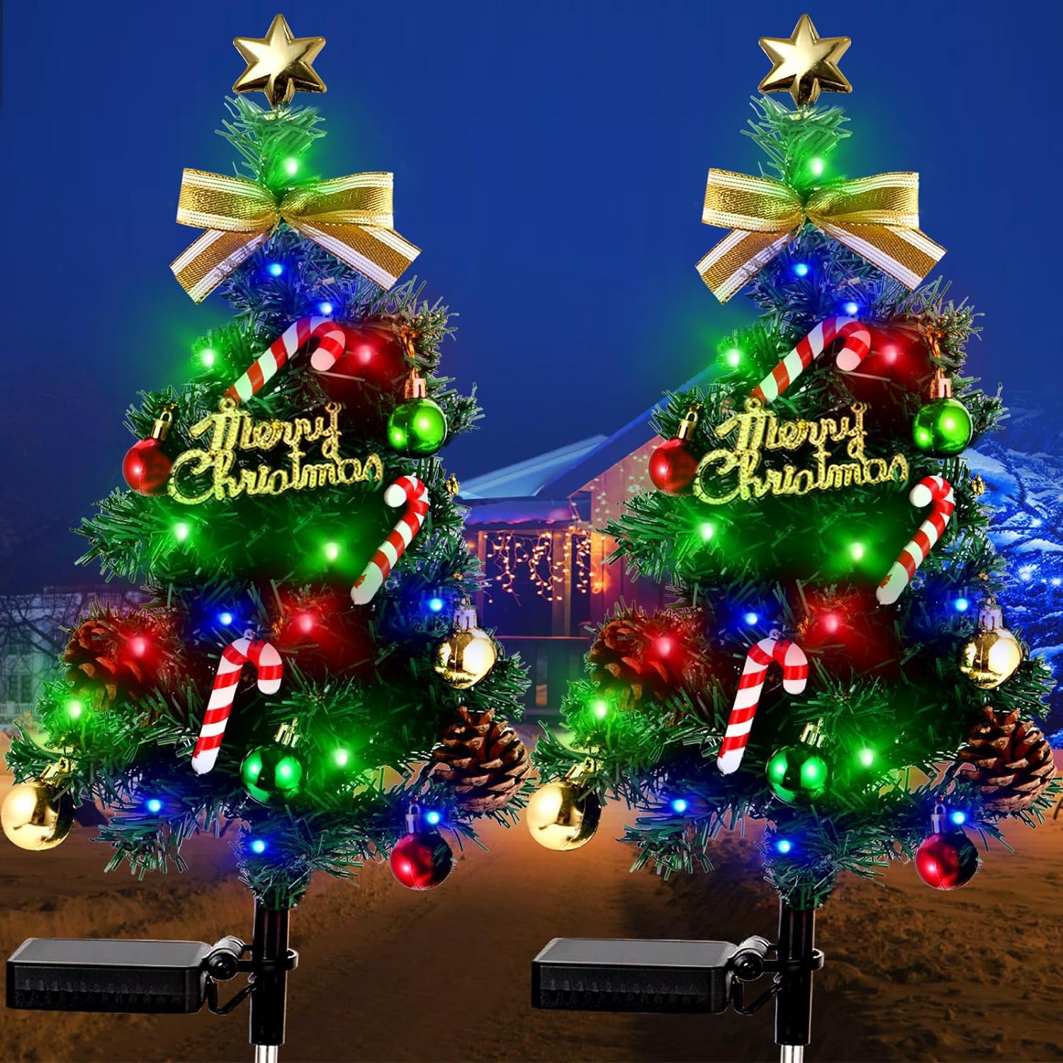 A complete set of Christmas daily necessities, a water-filled Christmas tree with a stable base, and Christmas decals and colorful stripes for decoration, allowing you to experience a strong festive atmosphere pic 1