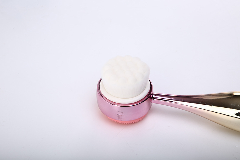 New bowling ball facial cleansing brush, electroplated facial cleansing brush, standing brush, manual double-sided silicone facial cleansing device for cleaning and blackhead removal, exclusively for export pic 14