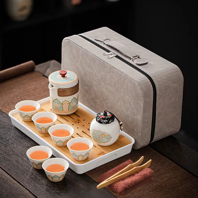 Wholesale of portable kung Fu tea sets for travel, Japanese-style outdoor quick guest cups, and business gifts for festivals pic 3