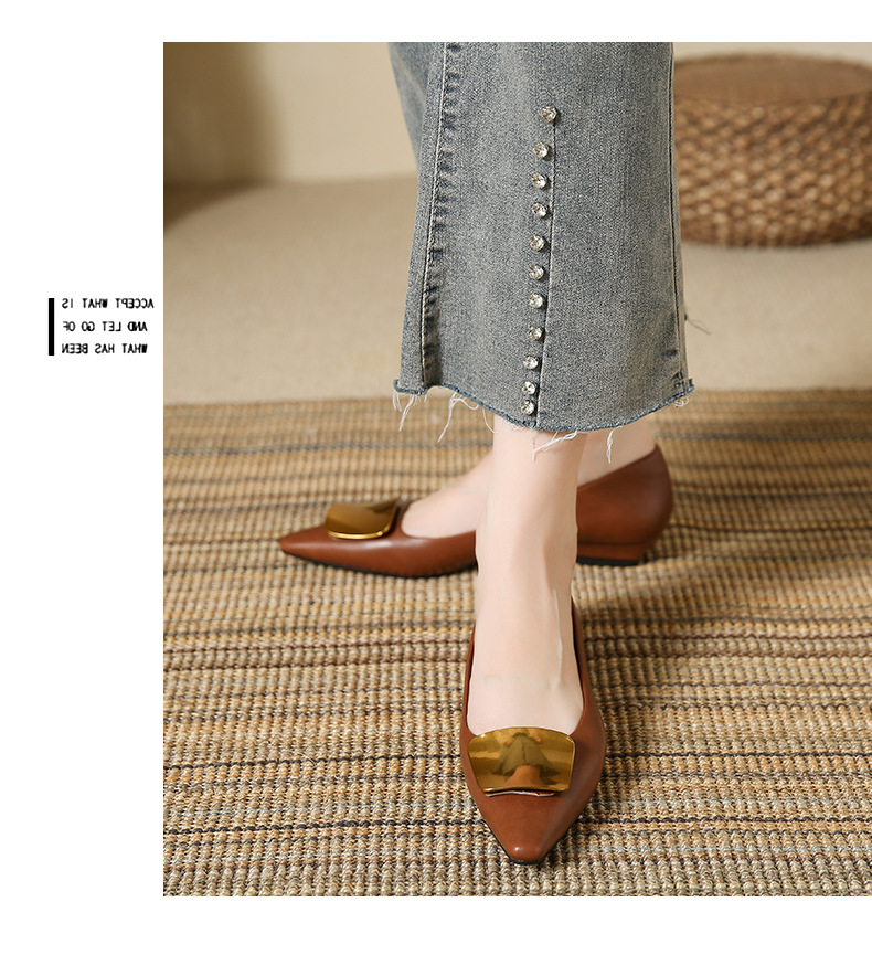 网红法式低跟单鞋女新款气质方扣软皮不磨脚平底鞋百搭浅口女鞋子详情13