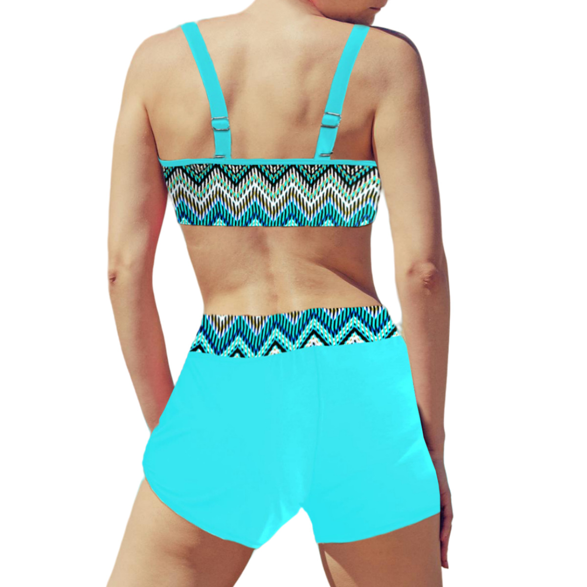 2024新款跨境欧美大码女速干性感露背高腰两件套比基尼泳衣批发详情6