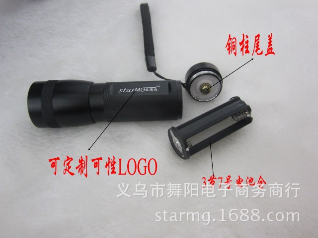 Gift flashlight, high-intensity aluminum alloy zoom three-speed LED small flashlight, retractable dry battery flashlight, waterproof pic 11