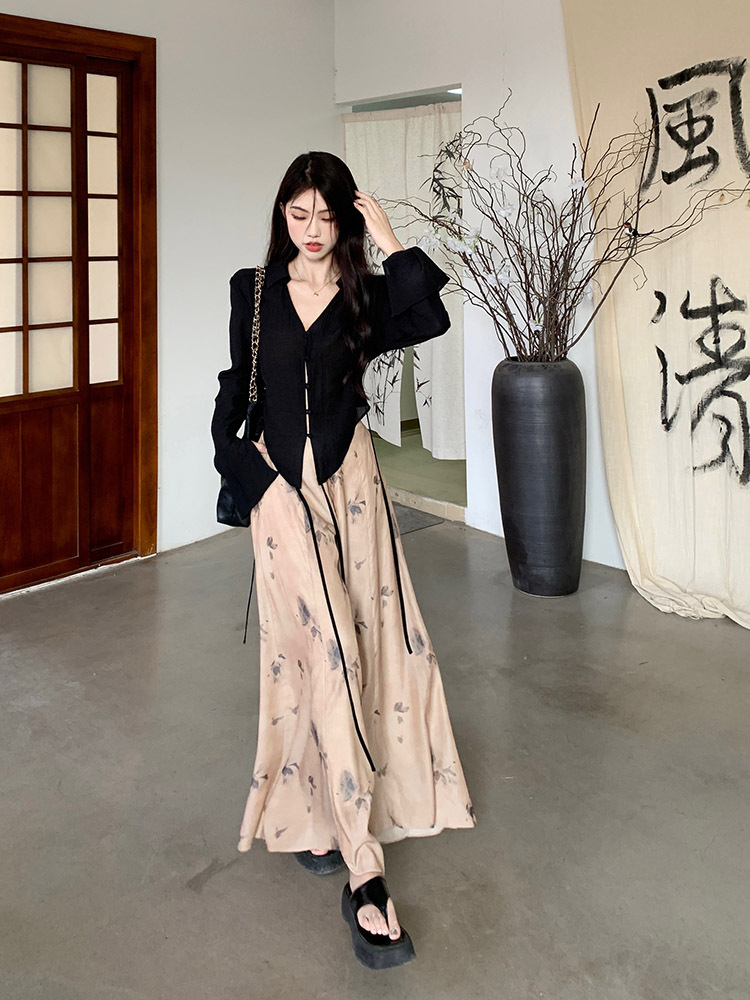 A new Chinese-style long-sleeved shirt set for women in spring and autumn, with a cool and Zen-like atmosphere. A two-piece skirt and trousers set pic 49