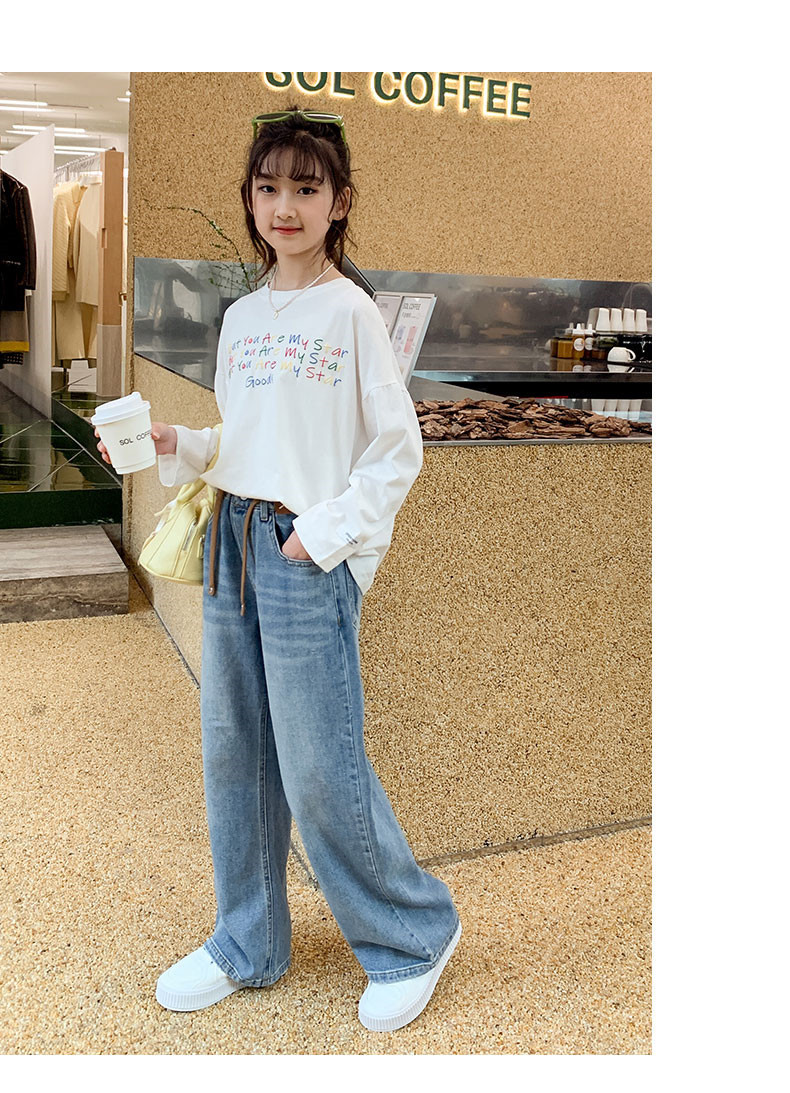韩版女童休闲牛仔裤春秋2023新款儿童阔腿长裤春季薄款中大童裤子详情14