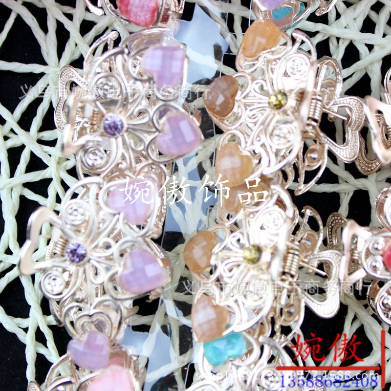 Alloy diamond-encrusted small claw clips, grab clips, hair clips, gold and silver, Yiwu two-yuan store small commodity headwear wholesale pic 53