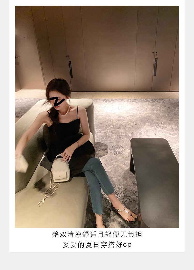 葡萄妈闪闪水钻~罗马风平底绳结百搭夹趾外穿人字拖凉鞋女夏季款详情22
