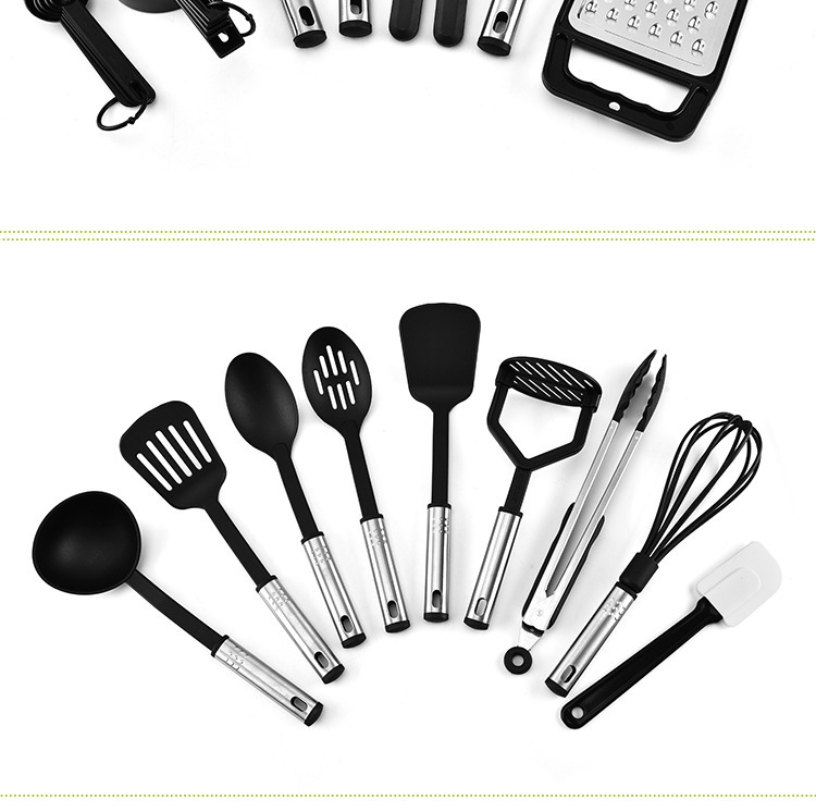 Wholesale nylon stainless steel household kitchenware, cooking spatulas and spoons, cooking utensils, complete sets of kitchen tools for cooking pic 24