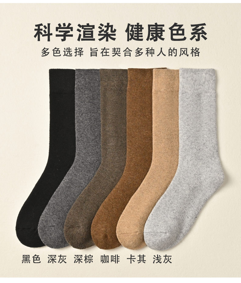 加厚加绒保暖毛圈美利奴冬季超厚特厚中长筒东北抗寒男士羊毛袜子详情11