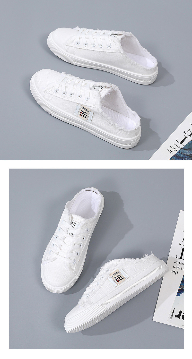 帆布鞋夏季新款小白鞋懒人鞋一脚蹬半拖平底百搭学生百搭时尚板鞋详情15