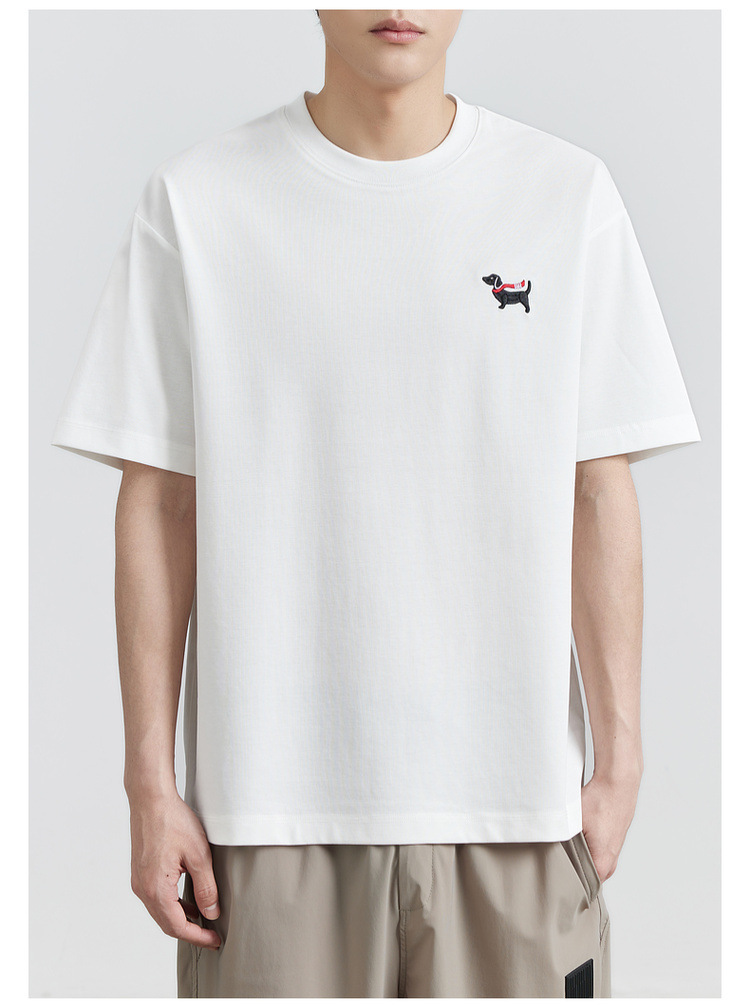 速干冰丝棉 圆领丝光刺绣凉感短袖t恤男2024夏季新款潮半袖体恤衫详情21