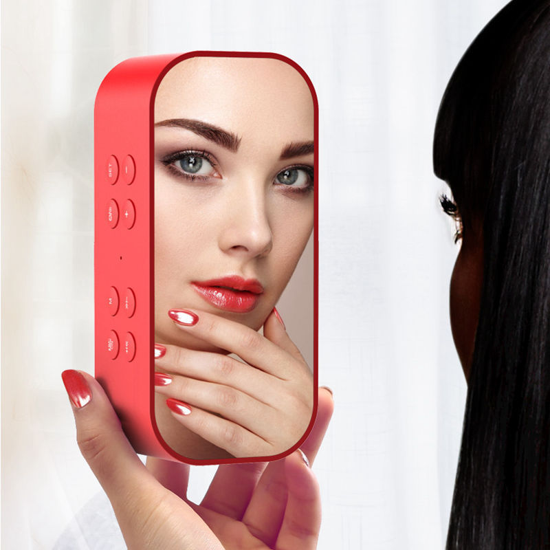 Bluetooth speaker, mini creative clock, portable card insert, heavy subwoofer, bedside mirror alarm clock, small speaker BT501 pic 9