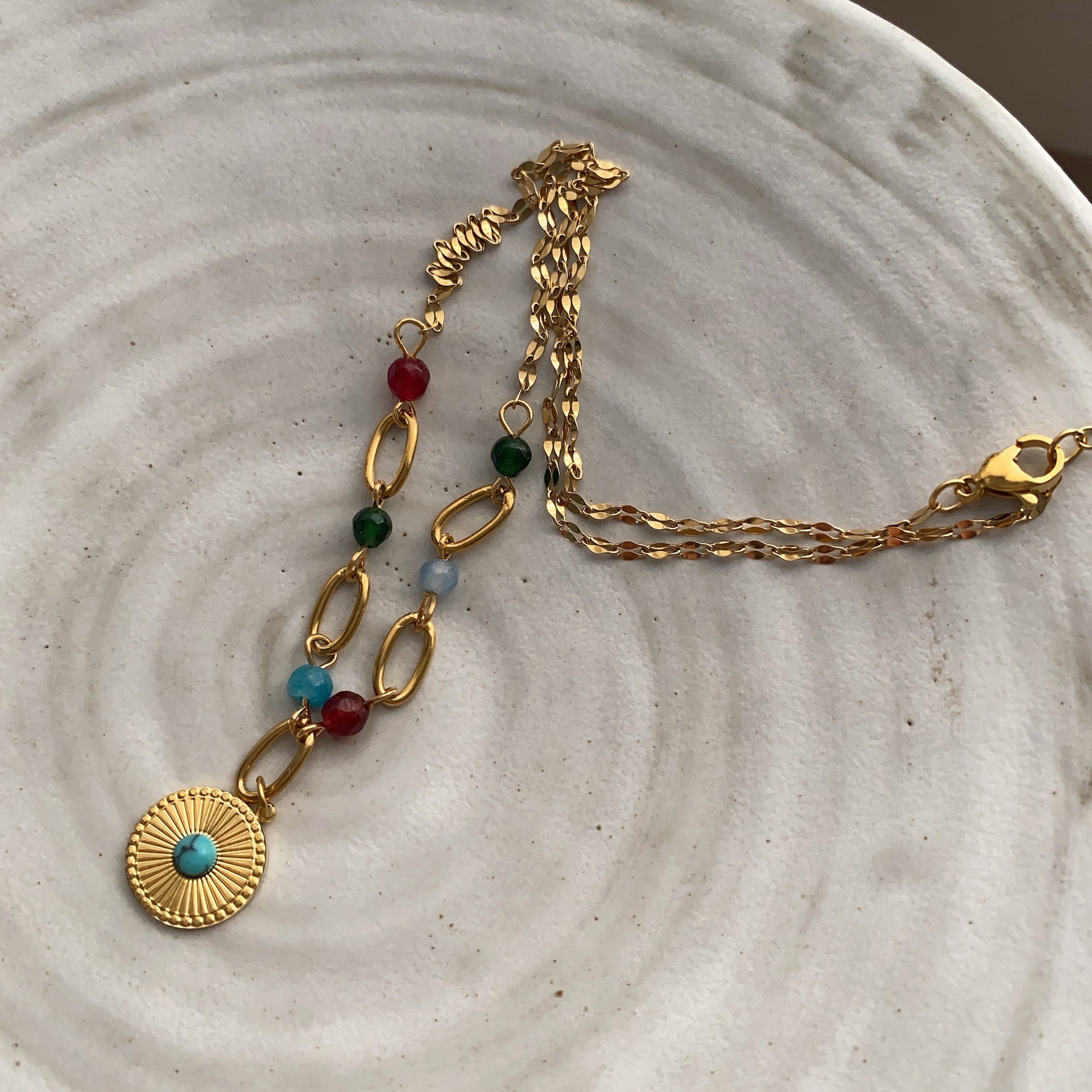 Gold brick titanium steel necklace for women, light luxury, high-end design sense, niche golden collarbone chain, 2025 new trendy sweater chain pic 31