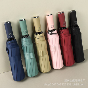 折叠黑胶防晒晴雨伞木手柄大号三折手动太阳伞批发广告伞定制logo详情16