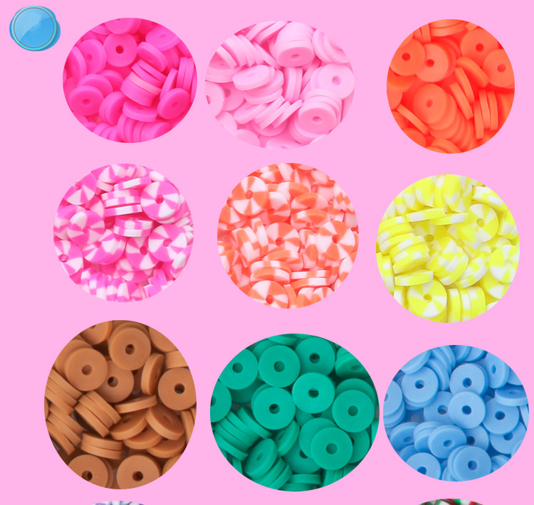 软陶片串珠单色6mm 首饰制作DIY手链项链饰品配件24格软陶片盒装详情5