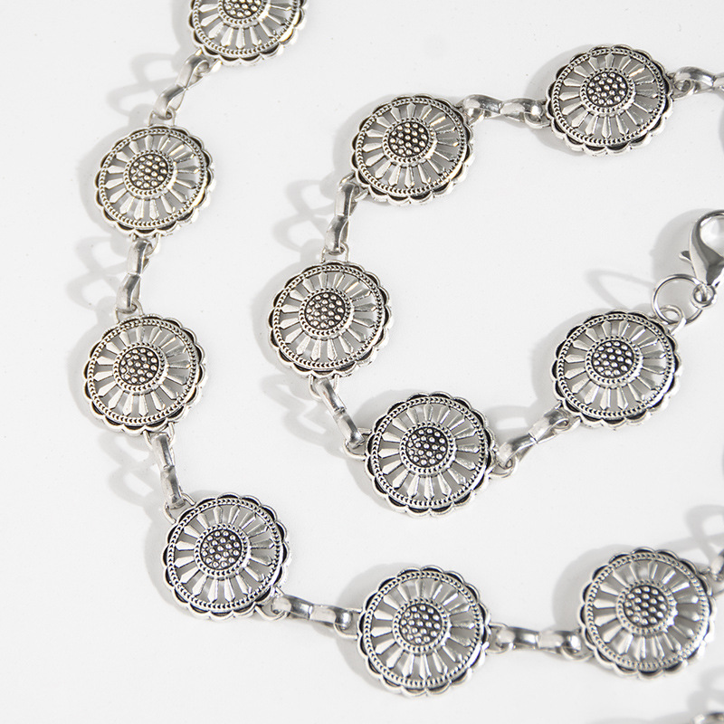 新款蝴蝶金属甜美女腰链跨境春季裙子百搭亚马逊小雏菊银色腰带详情9