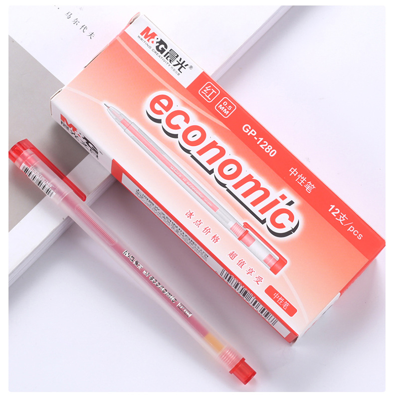 Wholesale of durable office signature pens in boxes, blue, red and black ballpoint pens, student supplies, 0.5mm bullet gel pens pic 13