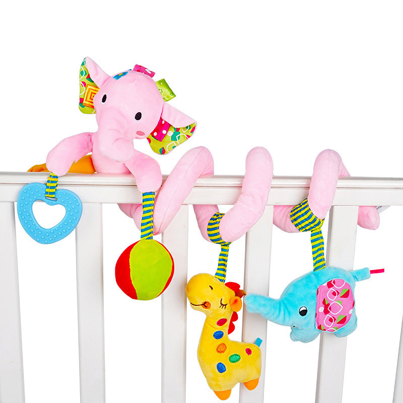 New elephant and lion bed, newborn cartoon animal music car, BB hanger, rattle plush toy pic 5