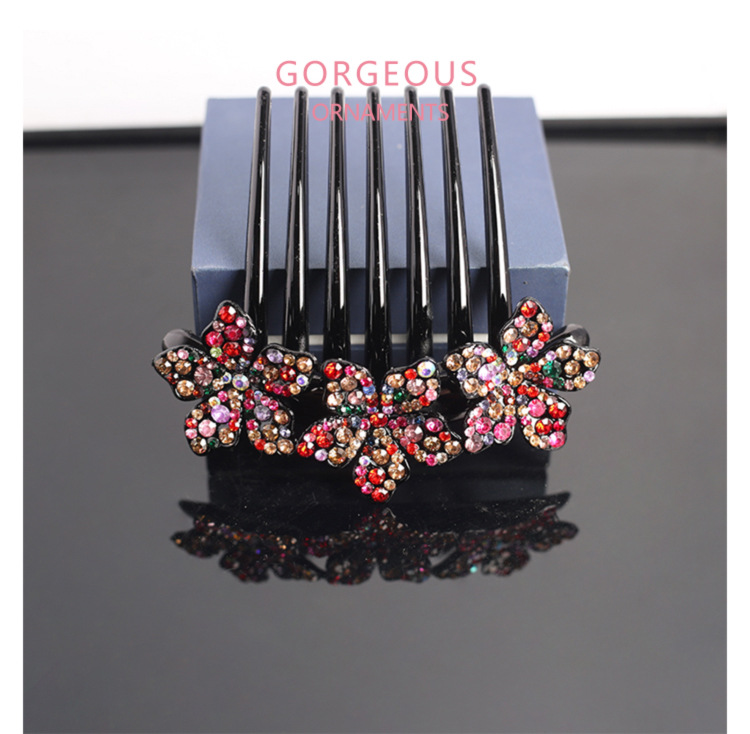 Elegant and refined hair accessory, flower-shaped water diamond bun hair accessory, seven-toothed comb clip hair accessory pic 10