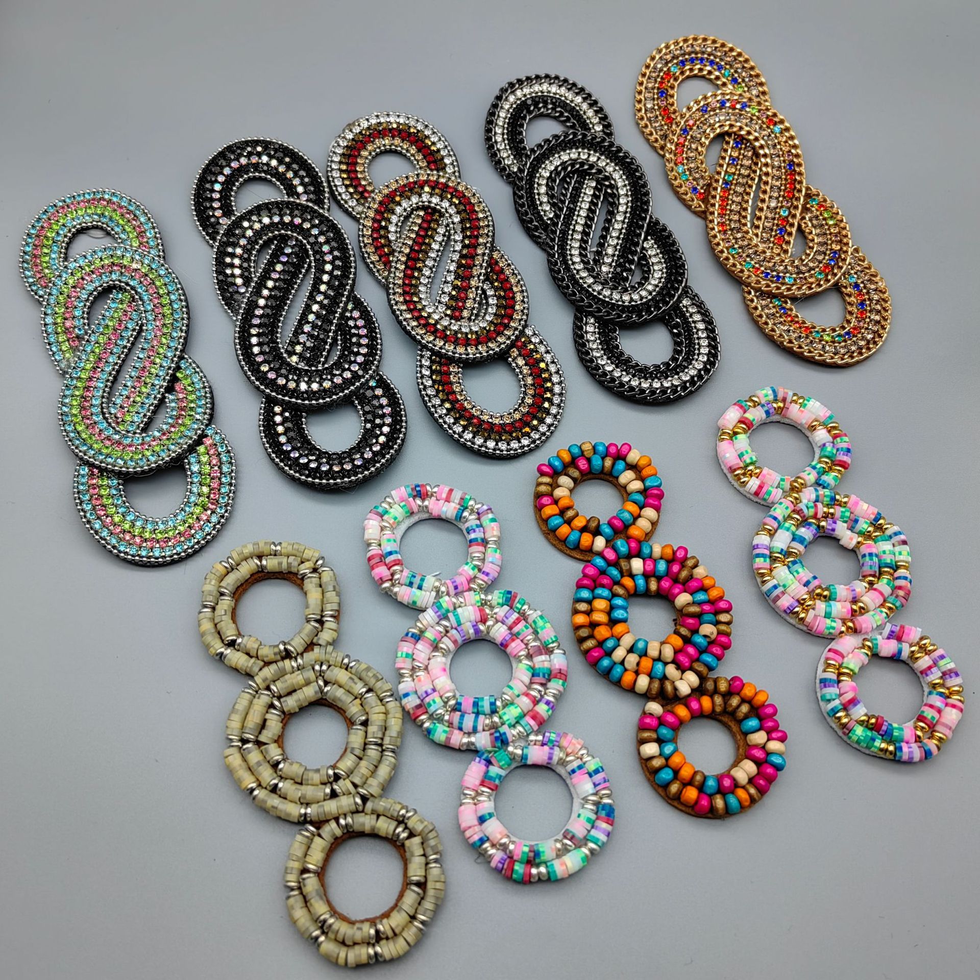 国潮批发复古手缝串珠鞋花民族风辅料配件手工小米珠布贴鞋帽包包配饰详情8