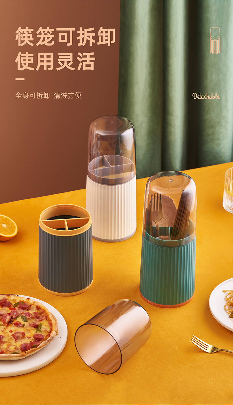 J25-6574 chopstick holder, household detachable knife, fork, spoon, tableware storage, plastic kitchen draining with dust cover 筷笼 pic 5